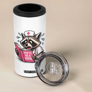 Funny Raccoon Nursing Student Healthcare Gift 4 in 1 Can Cooler Tumbler