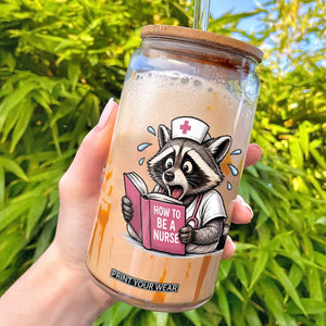 Funny Raccoon Nursing Student Healthcare Gift Glass Can