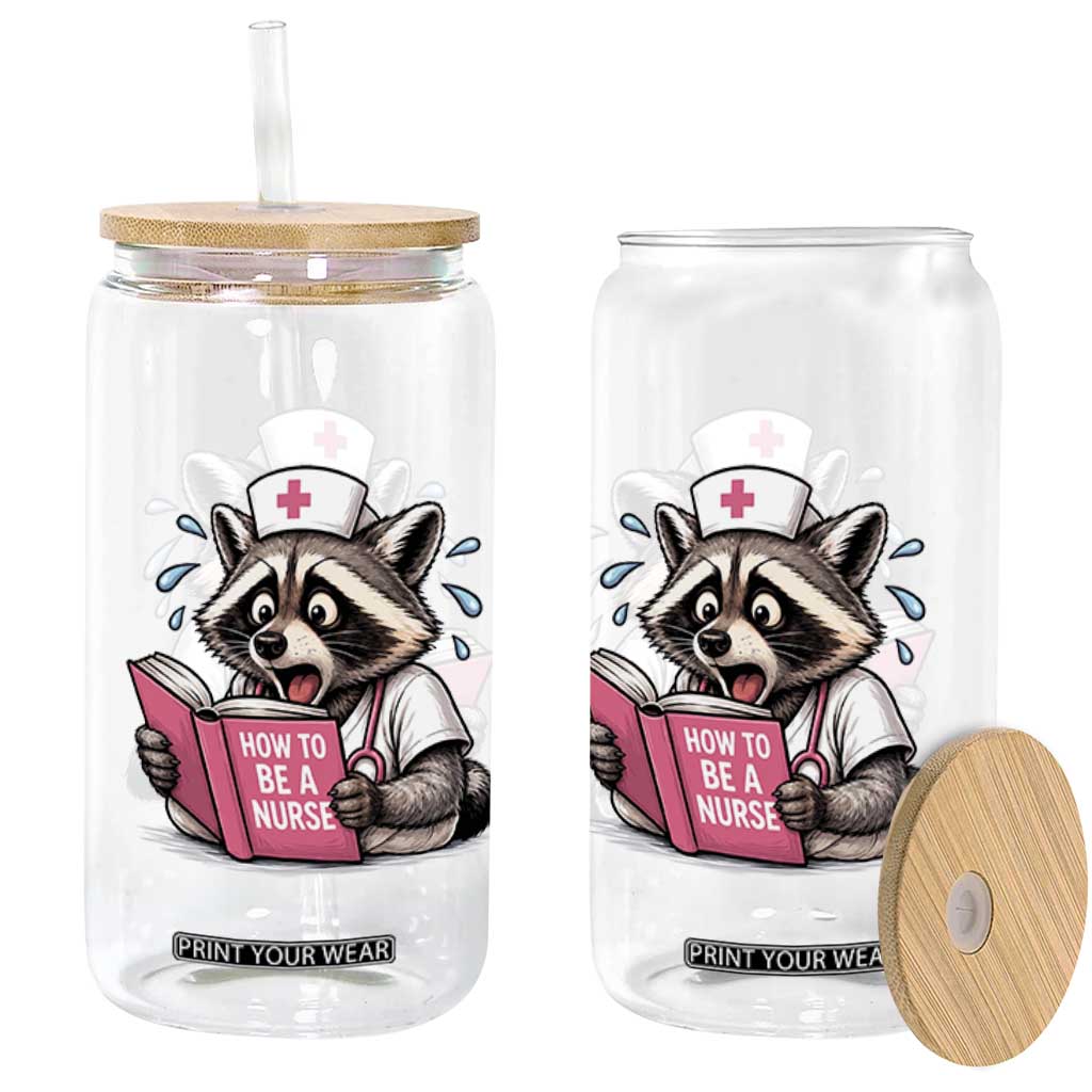 Funny Raccoon Nursing Student Healthcare Gift Glass Can