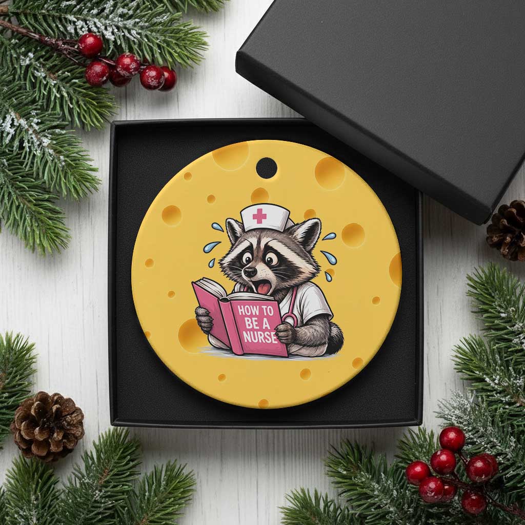 Funny Raccoon Nursing Student Healthcare Gift Ceramic Ornament