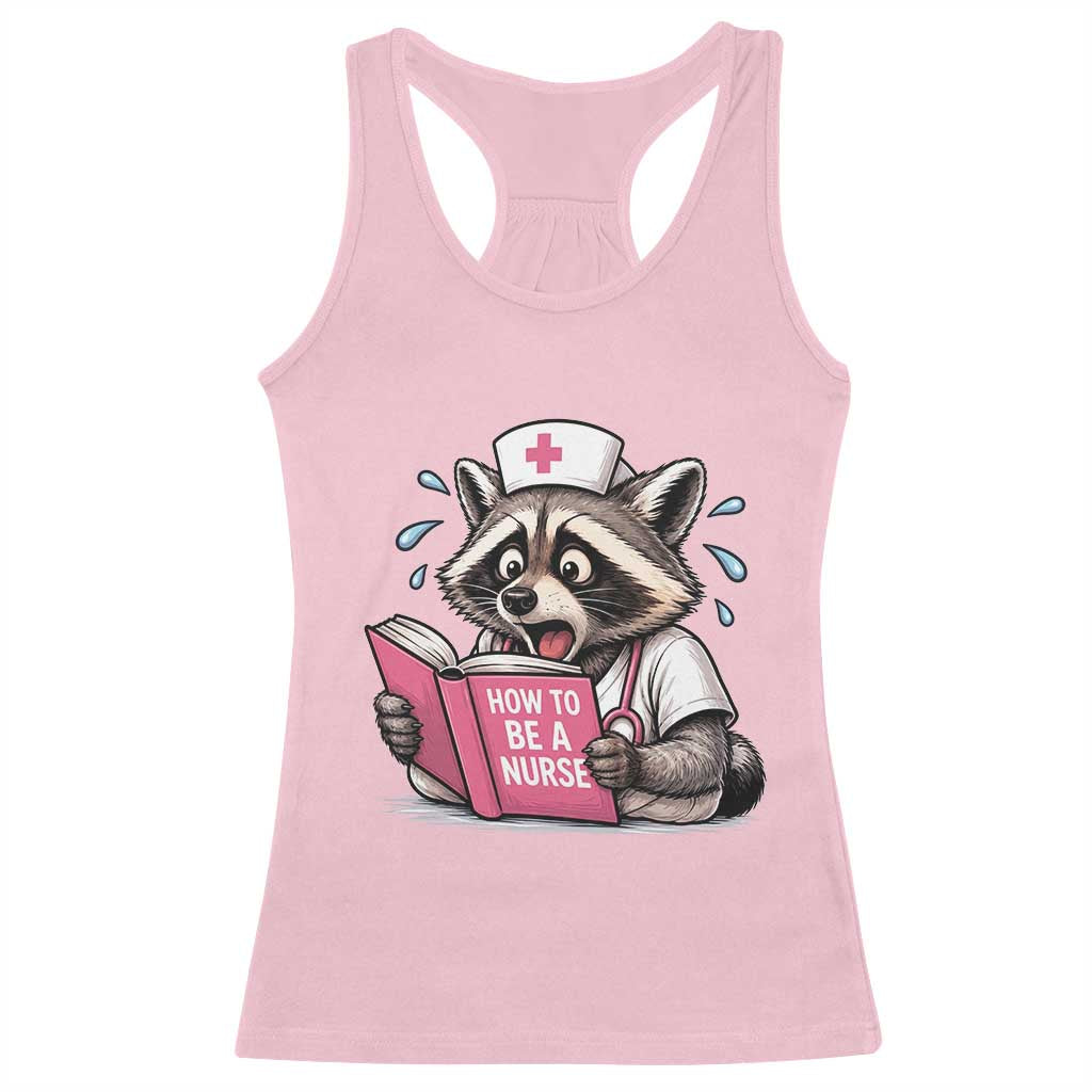Funny Raccoon Nursing Student Healthcare Gift Racerback Tank Top