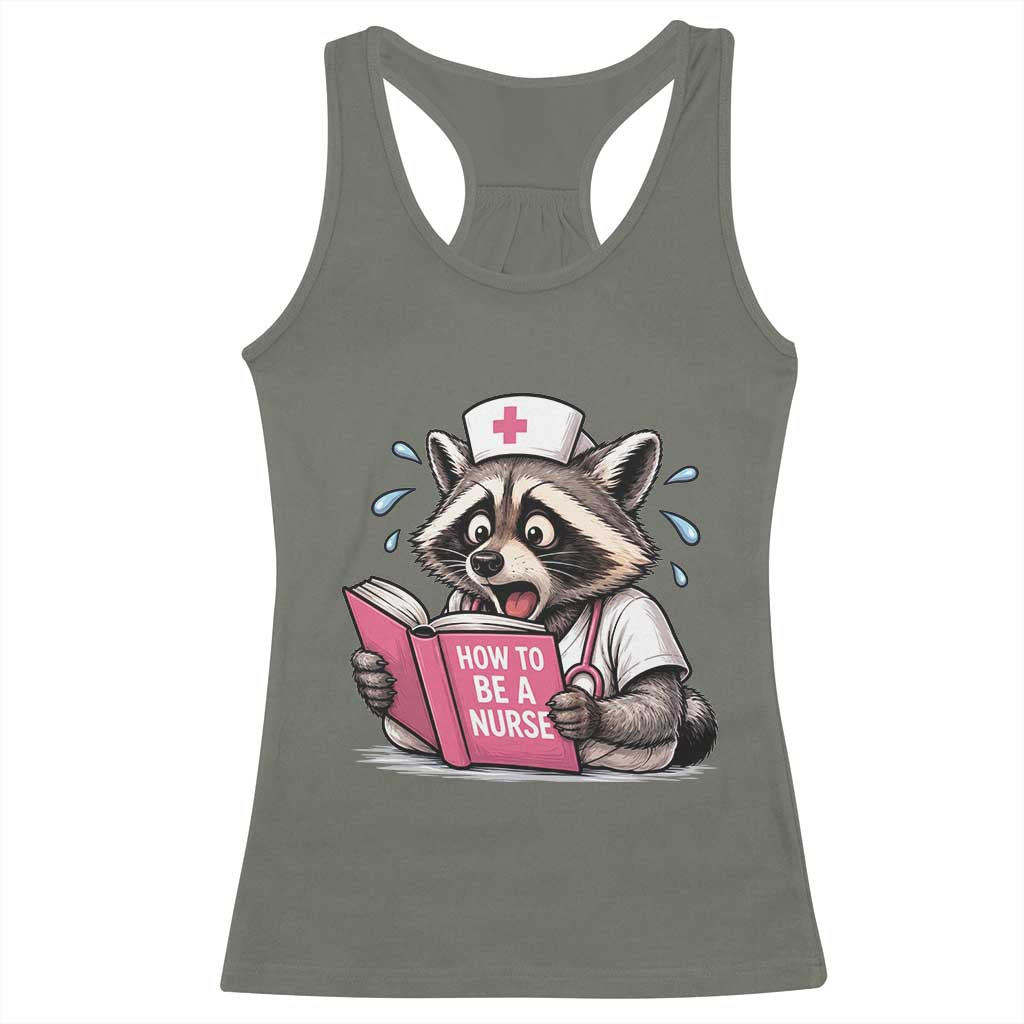 Funny Raccoon Nursing Student Healthcare Gift Racerback Tank Top