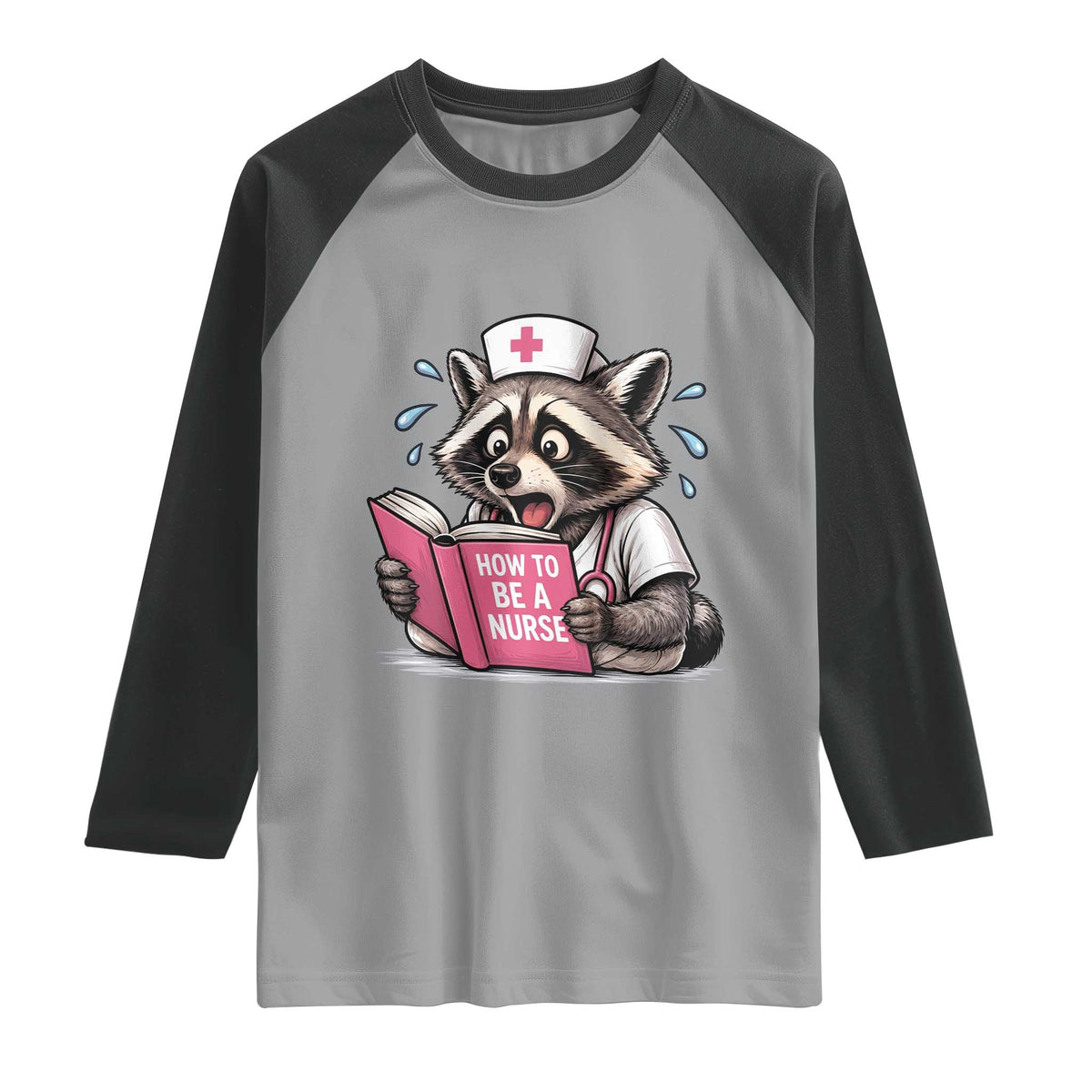 Funny Raccoon Nursing Student Healthcare Gift Raglan Shirt