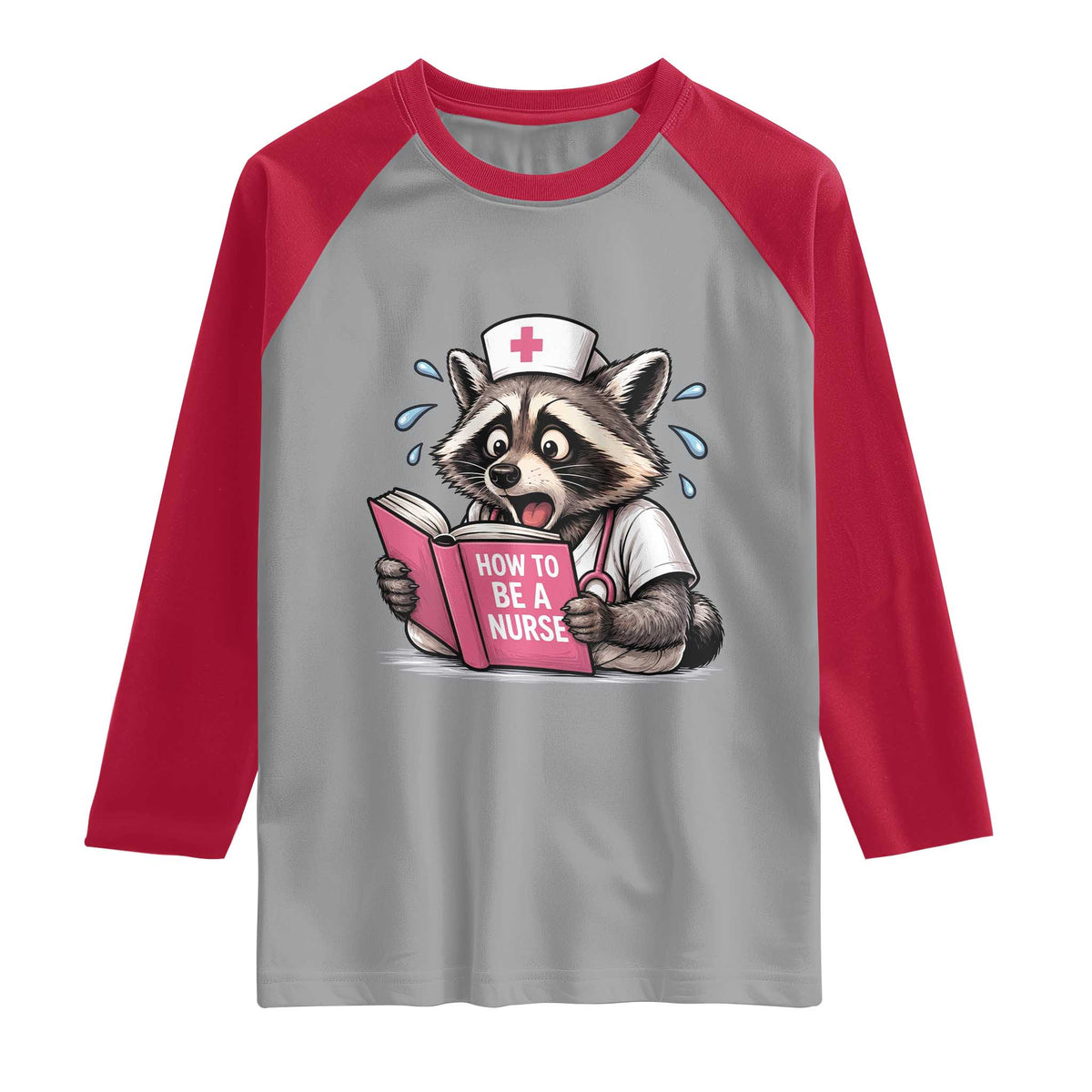 Funny Raccoon Nursing Student Healthcare Gift Raglan Shirt