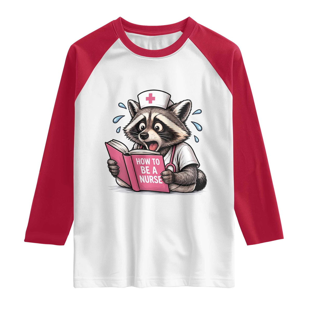 Funny Raccoon Nursing Student Healthcare Gift Raglan Shirt
