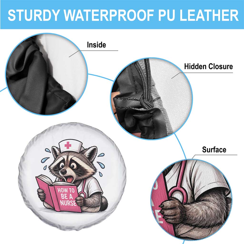 Funny Raccoon Nursing Student Healthcare Gift Spare Tire Cover