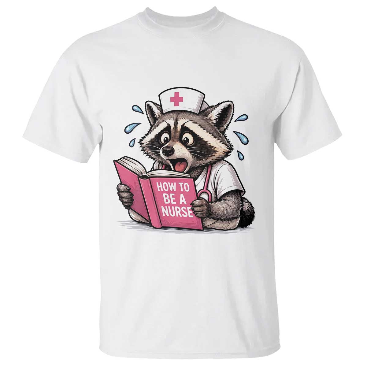 Funny Raccoon Nursing Student Healthcare Gift T Shirt TS12 White Print Your Wear