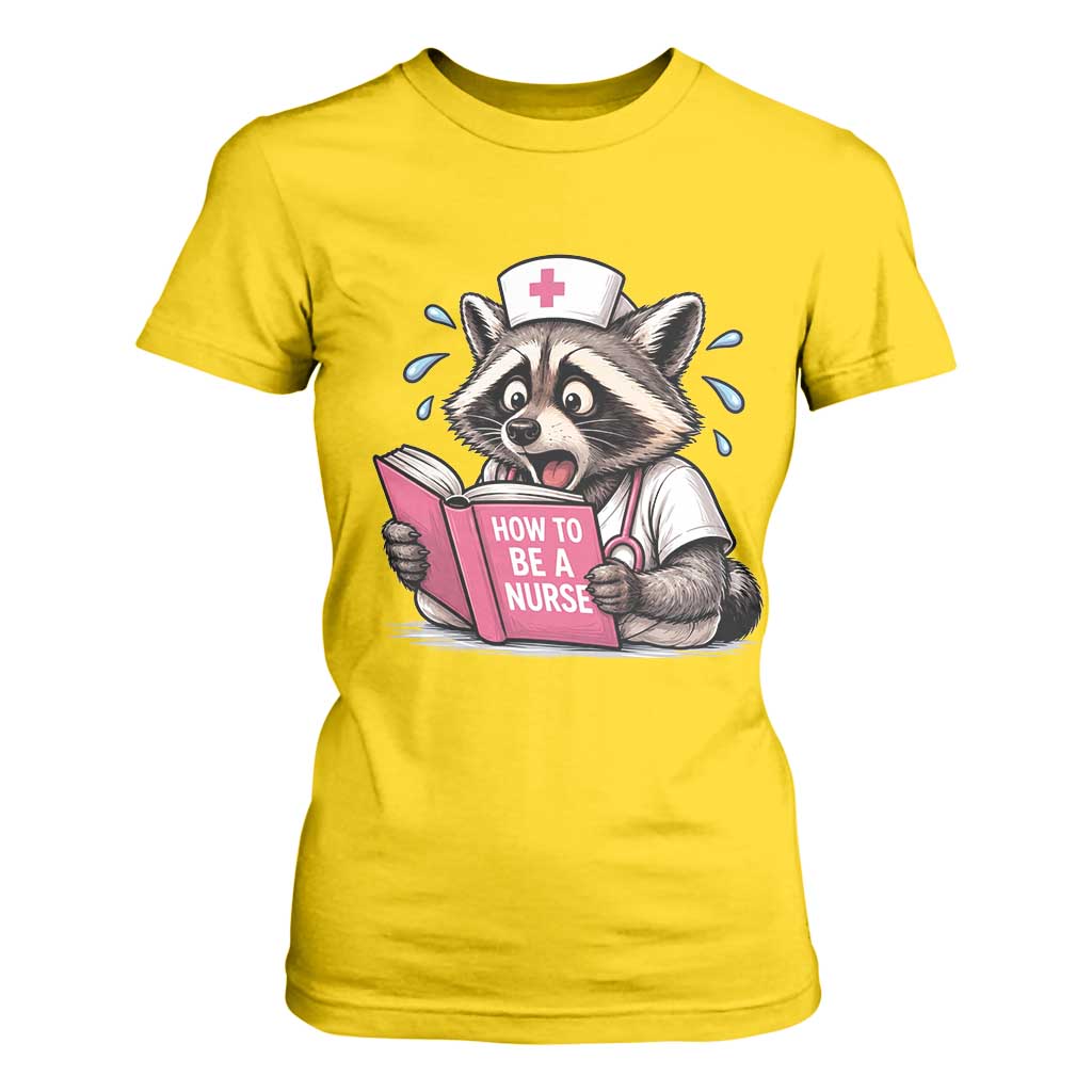 Funny Raccoon Nursing Student Healthcare Gift T Shirt For Women