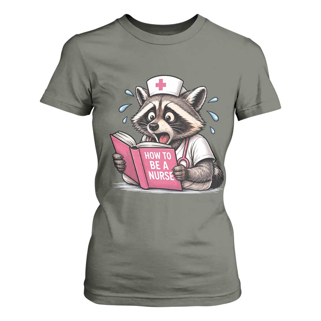 Funny Raccoon Nursing Student Healthcare Gift T Shirt For Women