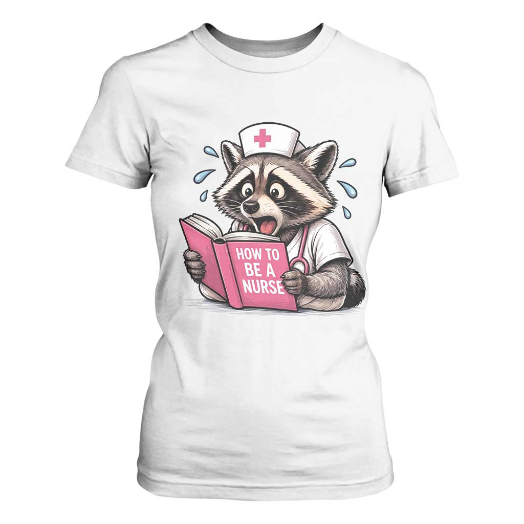 Funny Raccoon Nursing Student Healthcare Gift T Shirt For Women