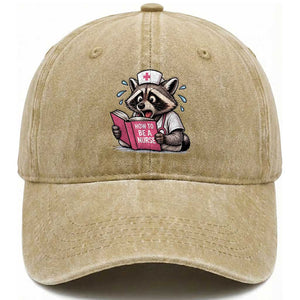 Funny Raccoon Nursing Student Healthcare Gift Washed Cotton Baseball Cap