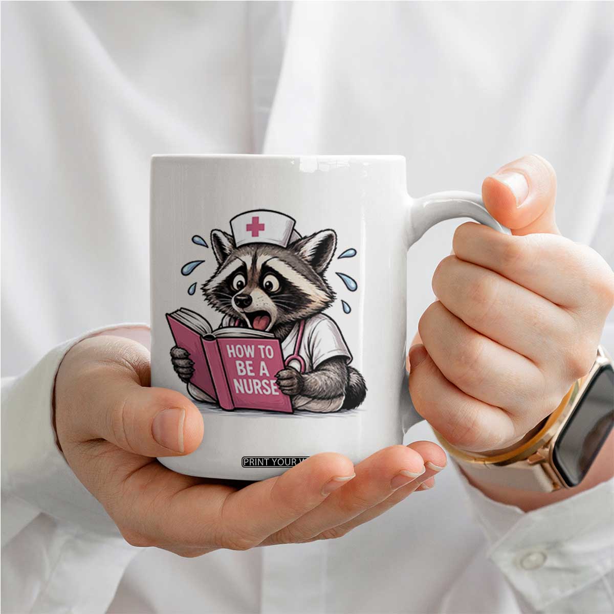Funny Raccoon Nursing Student Healthcare Gift Coffee Mug