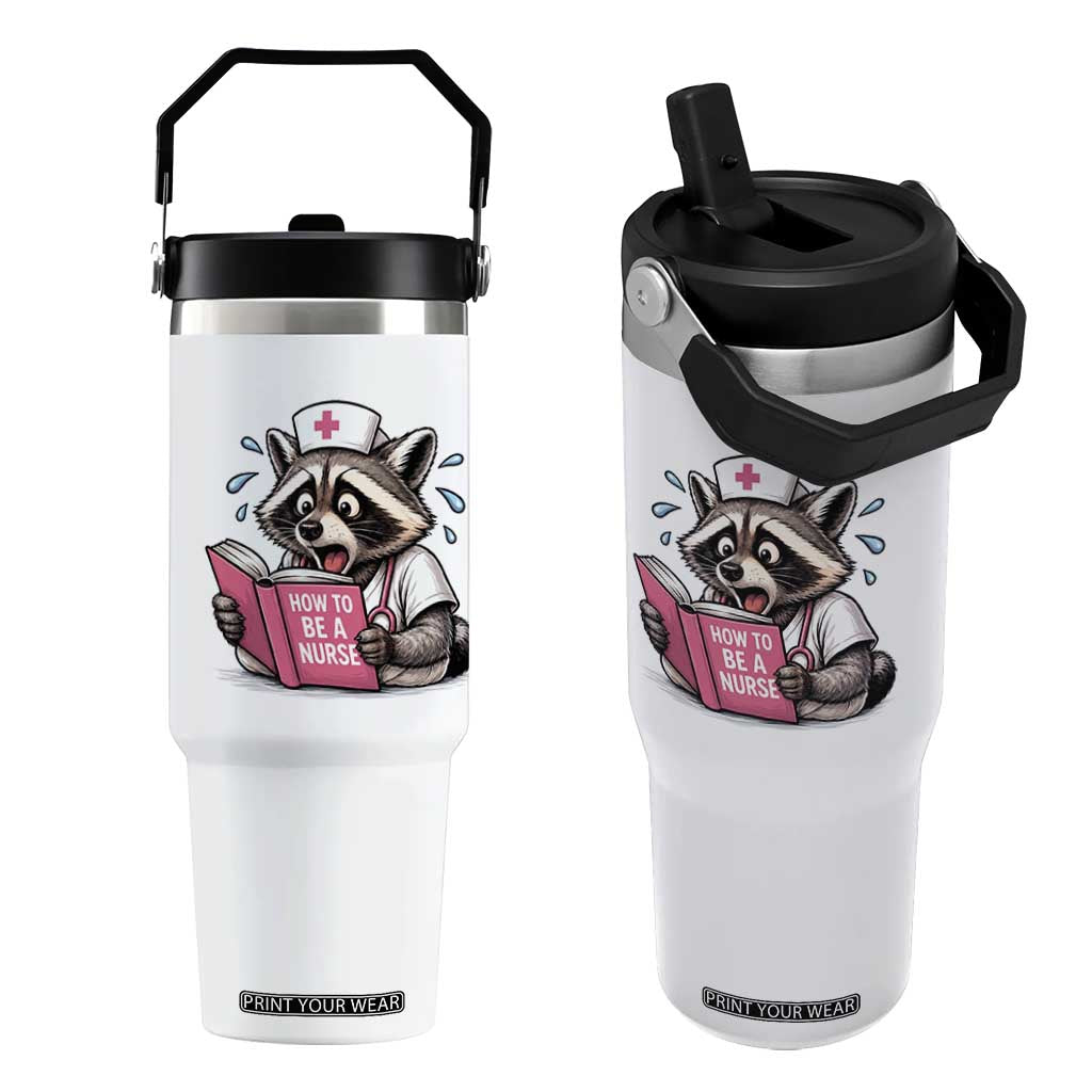 Funny Raccoon Nursing Student Healthcare Gift Flip Straw Tumbler