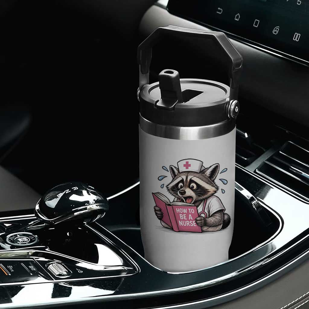 Funny Raccoon Nursing Student Healthcare Gift Flip Straw Tumbler