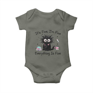 Funny Stressed Black Cat Nursing Student Life Baby Onesie ts Fine Im Fine Everything Is Fine