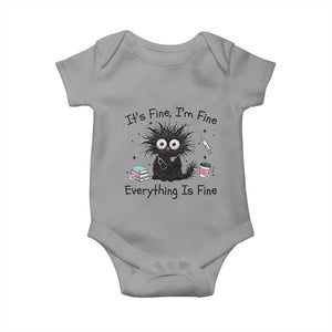 Funny Stressed Black Cat Nursing Student Life Baby Onesie ts Fine Im Fine Everything Is Fine