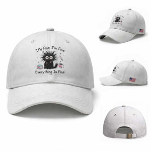 Funny Stressed Black Cat Nursing Student Life Baseball Cap ts Fine Im Fine Everything Is Fine