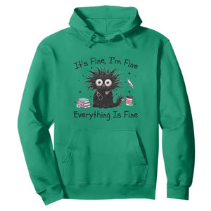 Funny Stressed Black Cat Nursing Student Life Hoodie ts Fine Im Fine Everything Is Fine