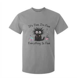 Funny Stressed Black Cat Nursing Student Life T Shirt For Kid ts Fine Im Fine Everything Is Fine