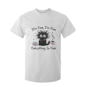 Funny Stressed Black Cat Nursing Student Life T Shirt For Kid ts Fine Im Fine Everything Is Fine