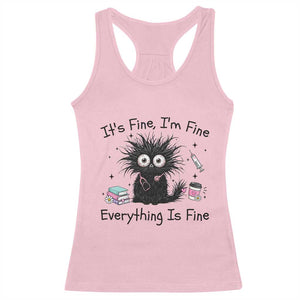 Funny Stressed Black Cat Nursing Student Life Racerback Tank Top ts Fine Im Fine Everything Is Fine