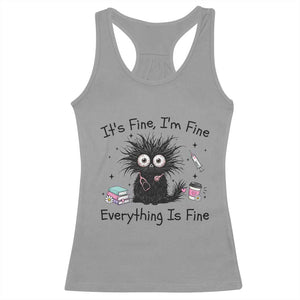 Funny Stressed Black Cat Nursing Student Life Racerback Tank Top ts Fine Im Fine Everything Is Fine