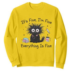 Funny Stressed Black Cat Nursing Student Life Sweatshirt ts Fine Im Fine Everything Is Fine