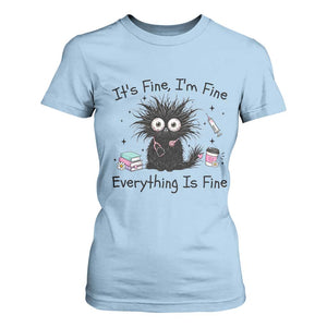 Funny Stressed Black Cat Nursing Student Life T Shirt For Women ts Fine Im Fine Everything Is Fine