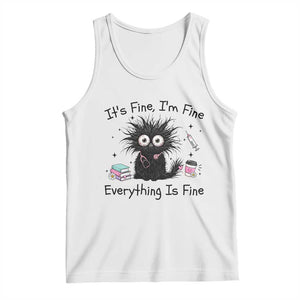 Funny Stressed Black Cat Nursing Student Life Tank Top ts Fine Im Fine Everything Is Fine