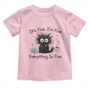 Funny Stressed Black Cat Nursing Student Life Toddler T Shirt ts Fine Im Fine Everything Is Fine
