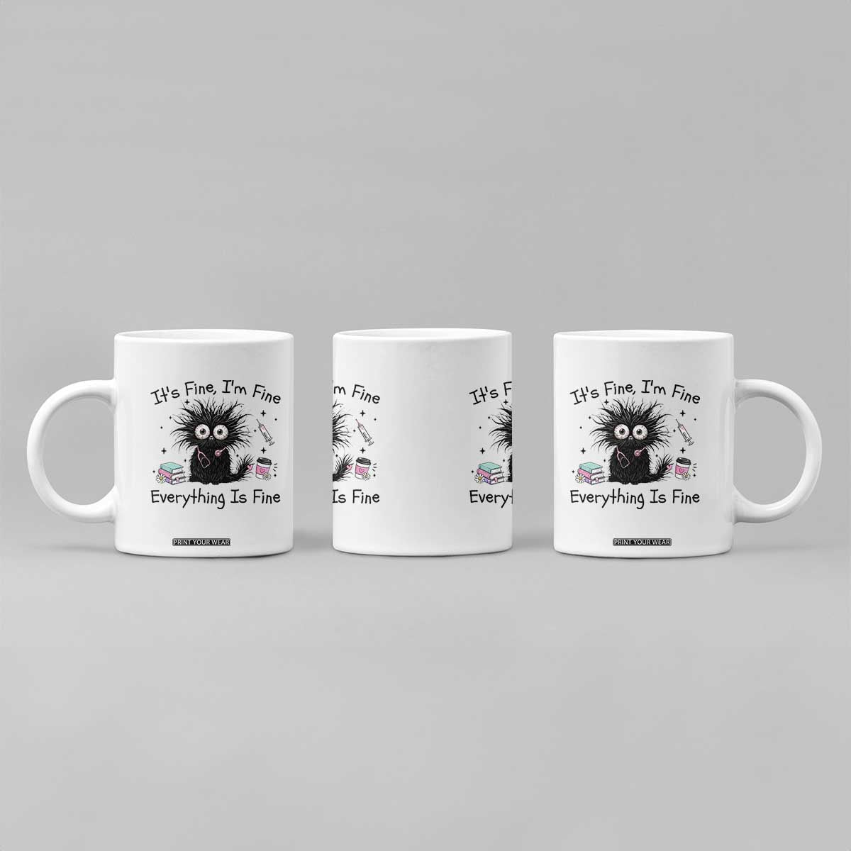 Funny Stressed Black Cat Nursing Student Life Coffee Mug ts Fine Im Fine Everything Is Fine