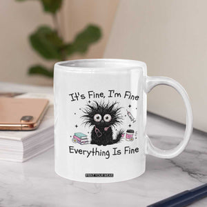 Funny Stressed Black Cat Nursing Student Life Coffee Mug ts Fine Im Fine Everything Is Fine