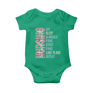 Funny Student Nurse Life Baby Onesie Eat Sleep Clinicals Panic Study Repeat