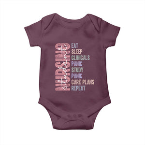 Funny Student Nurse Life Baby Onesie Eat Sleep Clinicals Panic Study Repeat