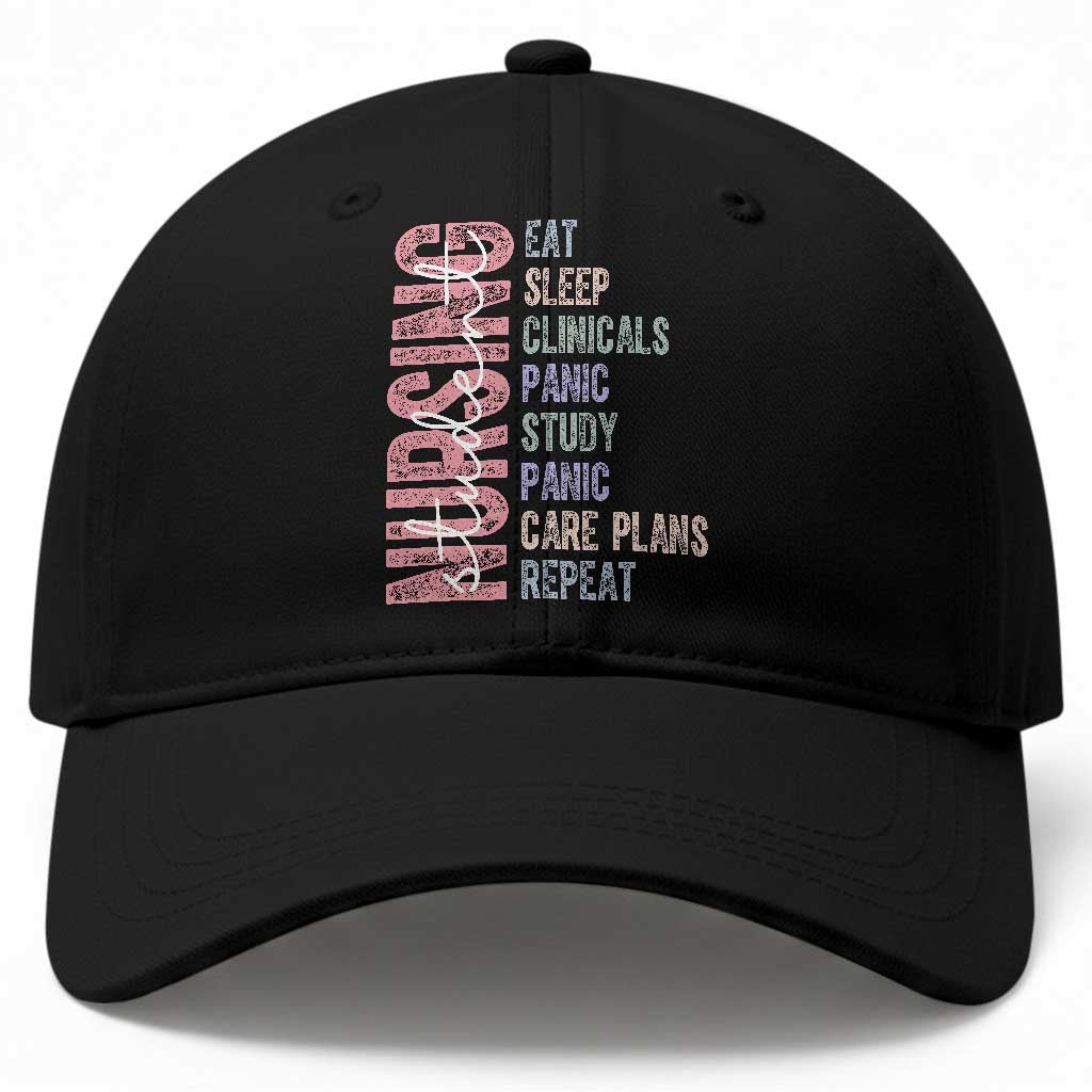 Funny Student Nurse Life Baseball Cap Eat Sleep Clinicals Panic Study Repeat
