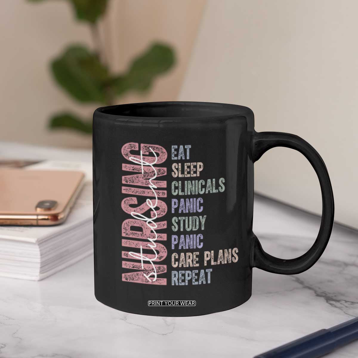 Funny Student Nurse Life Coffee Mug Eat Sleep Clinicals Panic Study Repeat