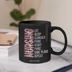 Funny Student Nurse Life Coffee Mug Eat Sleep Clinicals Panic Study Repeat