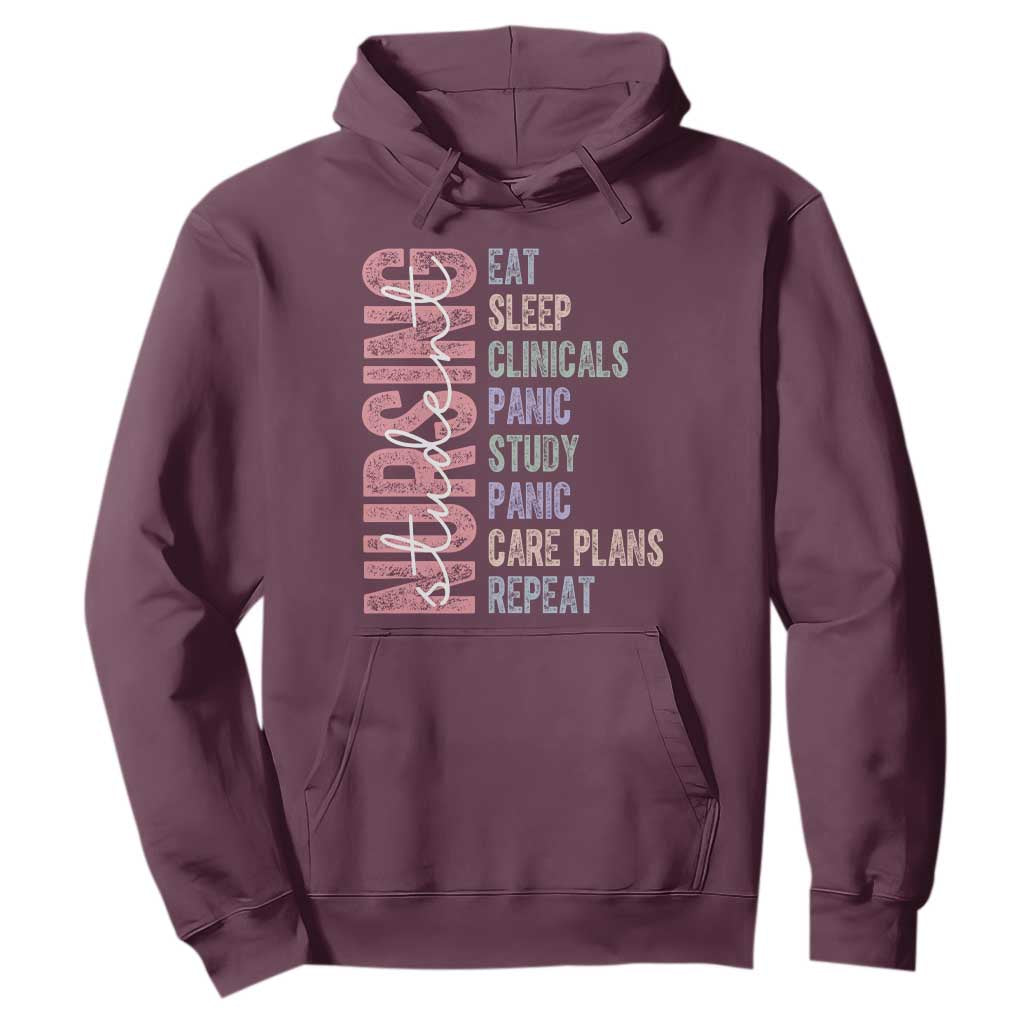 Funny Student Nurse Life Hoodie Eat Sleep Clinicals Panic Study Repeat
