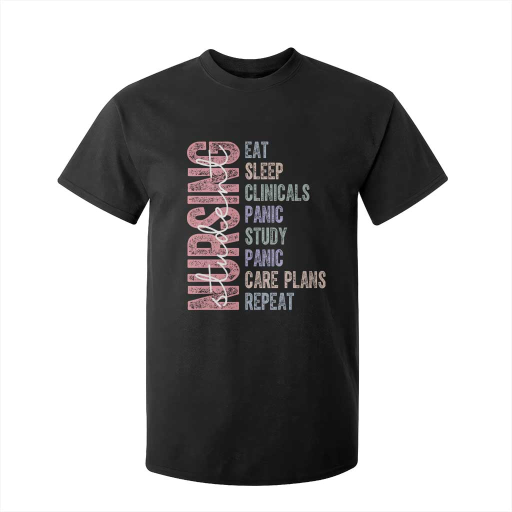 Funny Student Nurse Life T Shirt For Kid Eat Sleep Clinicals Panic Study Repeat