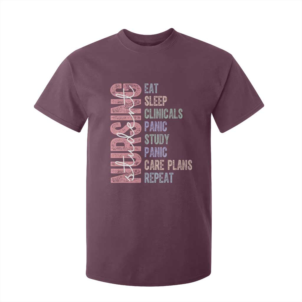 Funny Student Nurse Life T Shirt For Kid Eat Sleep Clinicals Panic Study Repeat