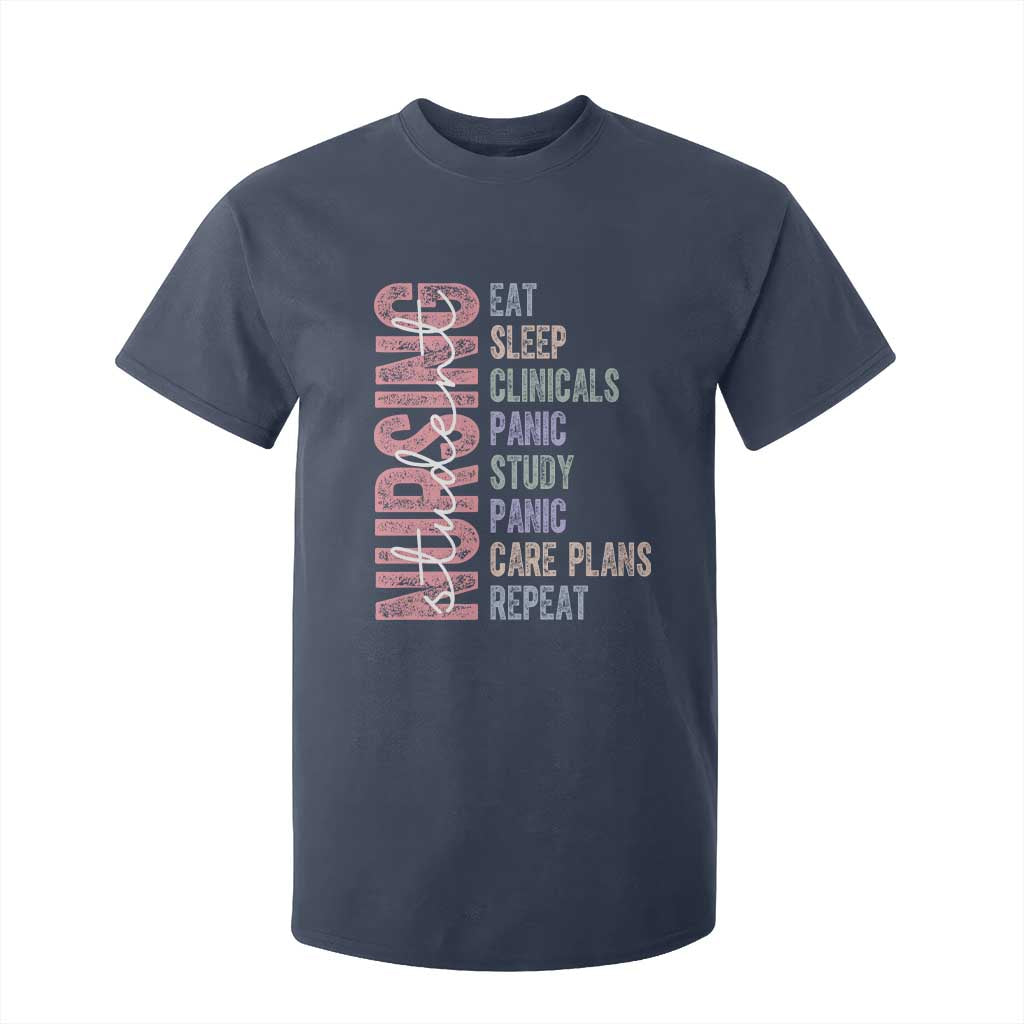 Funny Student Nurse Life T Shirt For Kid Eat Sleep Clinicals Panic Study Repeat