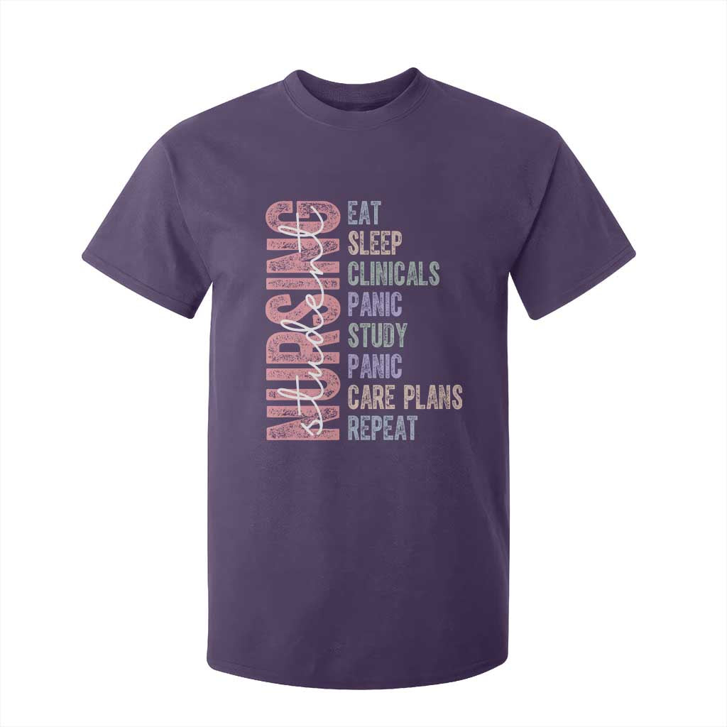 Funny Student Nurse Life T Shirt For Kid Eat Sleep Clinicals Panic Study Repeat