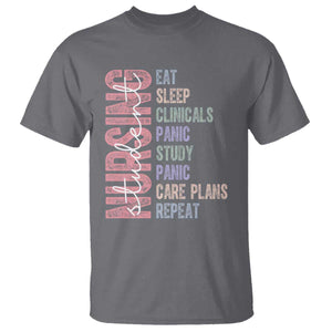 Funny Student Nurse Life T Shirt Eat Sleep Clinicals Panic Study Repeat