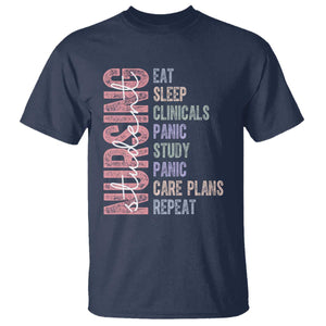 Funny Student Nurse Life T Shirt Eat Sleep Clinicals Panic Study Repeat