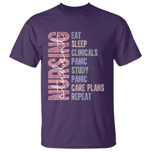 Funny Student Nurse Life T Shirt Eat Sleep Clinicals Panic Study Repeat