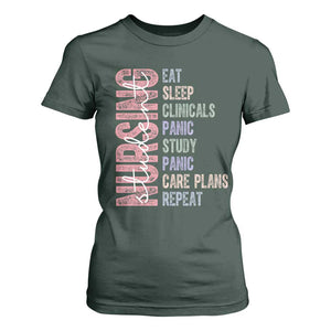 Funny Student Nurse Life T Shirt For Women Eat Sleep Clinicals Panic Study Repeat