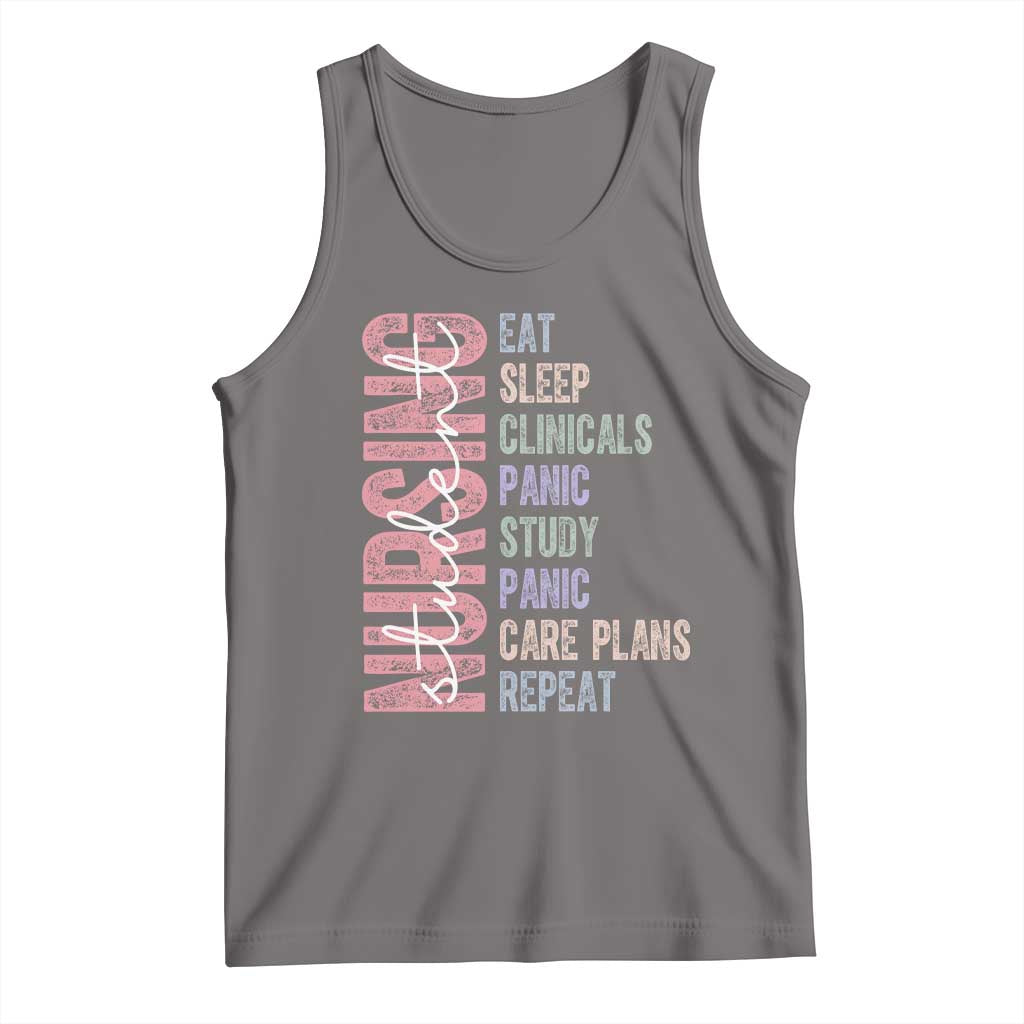 Funny Student Nurse Life Tank Top Eat Sleep Clinicals Panic Study Repeat