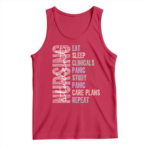 Funny Student Nurse Life Tank Top Eat Sleep Clinicals Panic Study Repeat