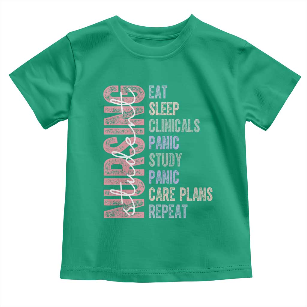Funny Student Nurse Life Toddler T Shirt Eat Sleep Clinicals Panic Study Repeat