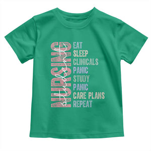 Funny Student Nurse Life Toddler T Shirt Eat Sleep Clinicals Panic Study Repeat